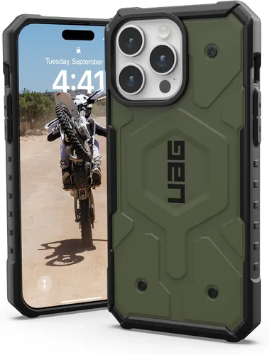URBAN ARMOR GEAR UAG [Versión actualizada] Funda compatible con iPhone 15 Pro Max de 6.7" Pathfinder color marrón oliva con imán incorporado Verde