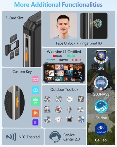 Miniatura 9 de Ulefone RugKing 5 Pro Smartphone resistente Android 16, 20000mAh (33W), 16GB (8+8)+256GB, visión nocturna de 64MP+20MP, 6.78 pulgadas FHD+ Corning