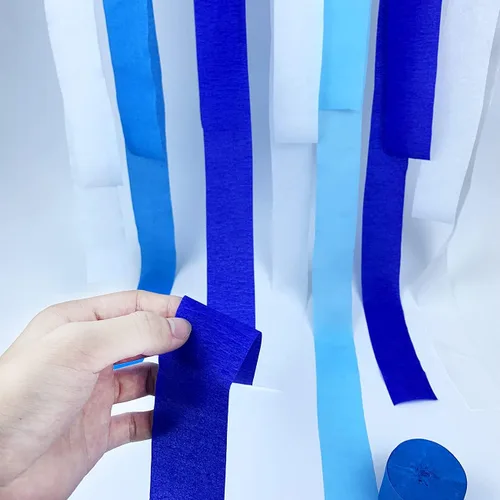 Miniatura 4 de Serpentinas de papel crepé azul, 8 rollos de 656 pies, decoraciones de papel crepé para fiesta de cumpleaños, baby shower o reunión (degradado azul)