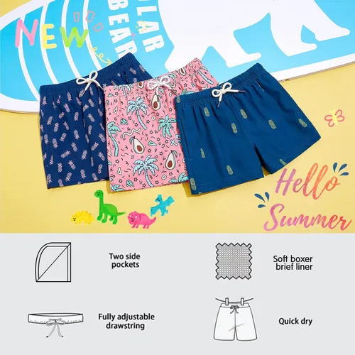 Miniatura 4 de BRISIRA Traje de baño para niños pequeños, antirozaduras, pantalones cortos de natación para niños con forro de compresión