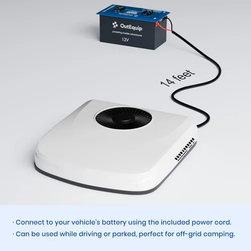 Miniatura 2 de Aire acondicionado para caravana, 12 V, 10000 BTU, aire acondicionado de techo para caravanas, camiones, furgonetas, cámperes, tractor, unidad de CA