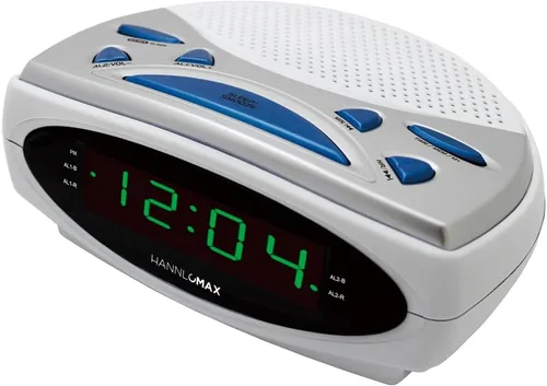 Miniatura 7 de HANNLOMAX Radio despertador HX-137CR, radio PLL AM/FM, alarma dual, pantalla LED de 0.9", solo operación de CA. (LED blanco-azul)