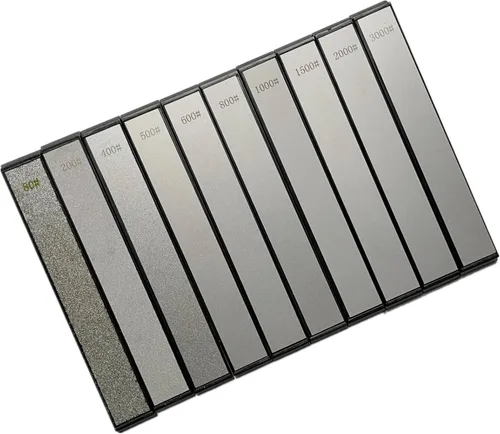 Juego de 10 piedras de afilar cuchillos de diamante, grano #80#200#400#500#600#800#1000#1500#2000#3000, piedras de afilar de diamante con una base