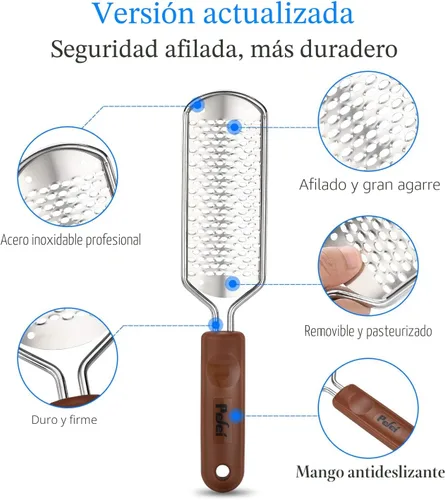 Miniatura 2 de Lima de pedicura profesional, exfoliante de pies desmontable de acero inoxidable colosal, removedor de piel dura, escofina de pedicura para pies