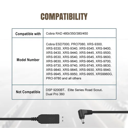 Miniatura 5 de Lenink Cable de alimentación compatible con Cobra RAD 480i/350/380/450, cable de repuesto, cargador USB compatible con la mayoría de detectores