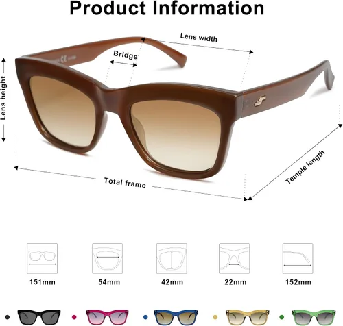 Miniatura 5 de SOJOS Gafas de sol polarizadas de ojo de gato rectangulares retro para mujer, gafas de sol clásicas de moda con estilo SJ2254