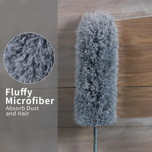 Miniatura 3 de BOOMJOY Plumero de microfibra con poste de extensión de 100 pulgadas, plumeros para limpiar techos altos, ventiladores, persianas, muebles, gris