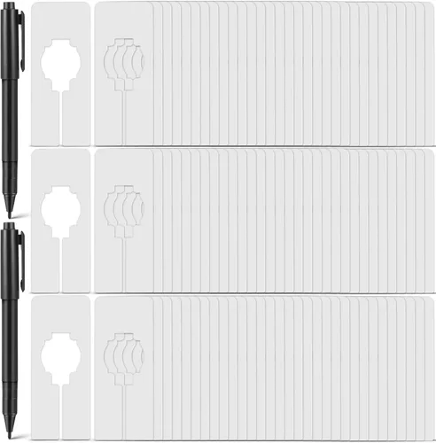 Miniatura 9 de Blulu Paquete de 50 divisores rectangulares para armario con rotulador, divisores blancos para colgar ropa, escribir y reutilizables para clasificar