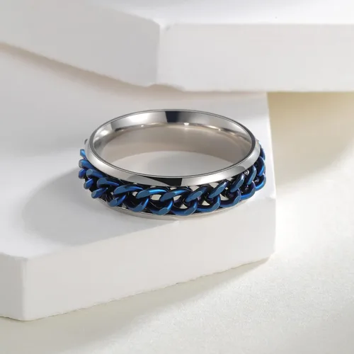 Miniatura 76 de Anillos giratorios para la ansiedad para hombre, anillos clásicos de cadena para mujeres y adultos, anillo de acero de titanio