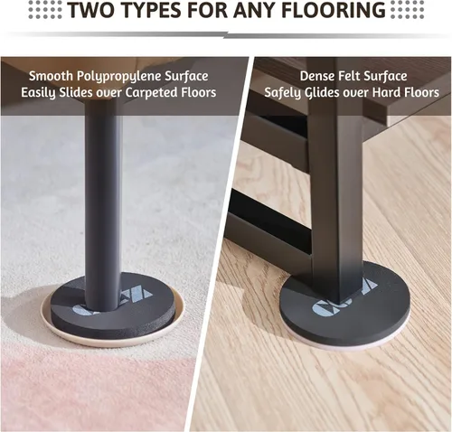 Miniatura 2 de CO-Z Deslizadores de fieltro para muebles, paquete de 16 con 8 deslizadores de plástico y 8 deslizadores de fieltro, deslizadores de muebles
