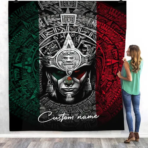 Miniatura 14 de Manta de México con nombre personalizado para hombres y mujeres, manta de bandera personalizable, regalo divertido, felpa mullida, suave microforro