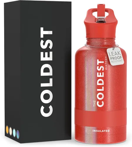 Miniatura 117 de Coldest - Botella para agua con tapa que incluye pajilla, térmica y metálica (acero inoxidable), para hombres y mujeres, color morado