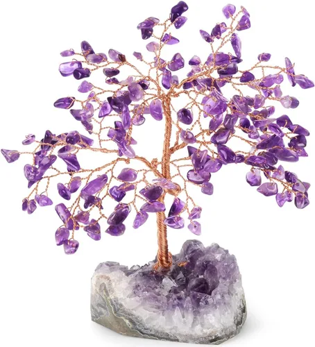 Miniatura 14 de Árbol de la Vida de Cristal de Piedras Preciosas, Base de Racimo de Cuarzo Rosa Natural y Cuarzo Transparente, Cristal Curativo de Energía Positiva
