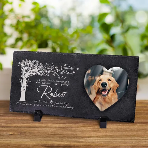 Miniatura 10 de Farfume Piedras conmemorativas personalizadas para mascotas con foto y texto Marcadores personalizados para tumbas para mascotas Lápidas