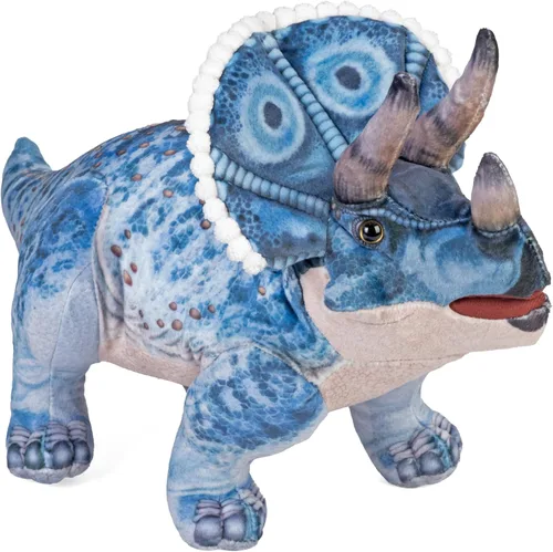 Wild Republic Colección Artista, Triceratops de dinosaurio, regalo para niños, 15 pulgadas, juguete de peluche, botellas de agua recicladas