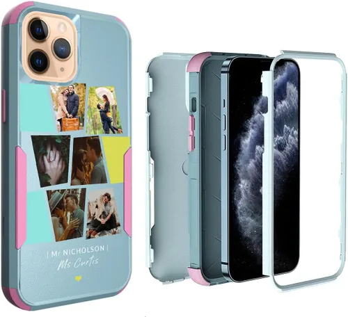 Miniatura 22 de Funda de fotos personalizada para iPhone 11 Apple Phone Plaid Collage - Imagen personalizada para hacer fotos en 3 híbridos gruesos resistentes