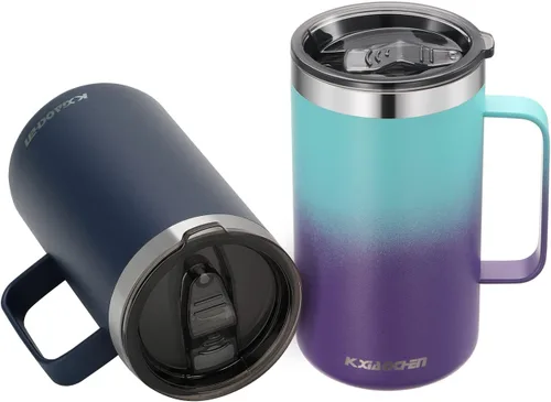 Miniatura 17 de KXIAOCHEN - Taza de café aislada de 20 onzas con tapa, taza de café de acero inoxidable, vaso de café de doble pared con aislamiento al vacío