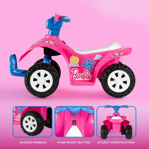 Miniatura 3 de Barbie - Cuadriciclo 6V para niños, juguete de montar potente y seguro con batería recargable, conducción hacia adelante y hacia atrás, capacidad