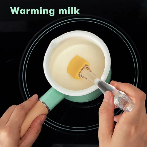 Miniatura 5 de Cacerola de leche esmaltada, mini calentador de mantequilla de 4 pulgadas, 18.6 fl oz, olla de leche de medio cuarto de galón, pequeña cacerola