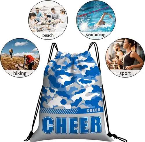 Miniatura 47 de Mochila con cordón impermeable para gimnasio, bolsas con cordón, bolsa de cuerda deportiva, mochila de camuflaje, Bolsas con cordón Cheer - Bolsas