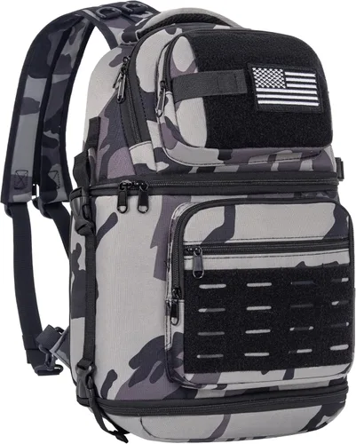 Bolsa bandolera para cámara, bolsa para cámara DSLR/SLR/sin espejo con soporte para trípode y divisores extraíbles, pequeña bandolera táctica, gris