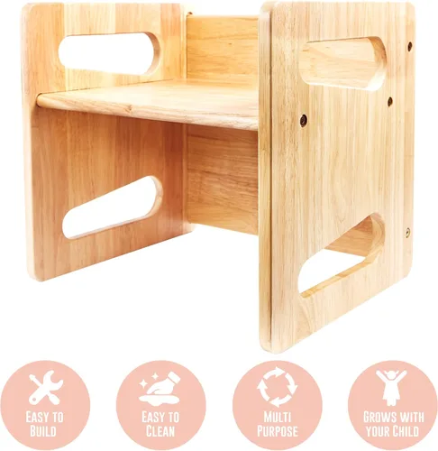 Miniatura 8 de Montessori Mesa y silla de destete (15 pulgadas), silla de madera maciza para niños pequeños, silla cúbica para niños pequeños, madera dura, muebles