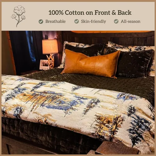 Miniatura 3 de Paseo Road - Juego de funda de edredón de 3 piezas para cabaña Acadia, con fundas de almohada, tamaño queen, ropa de cama forestal, juego de funda