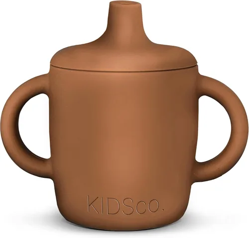 KIDSco. Vaso de silicona con asas de transición de fácil agarre y un pico suave. Una taza de entrenamiento irrompible no tóxica sin derrames 5.1 fl