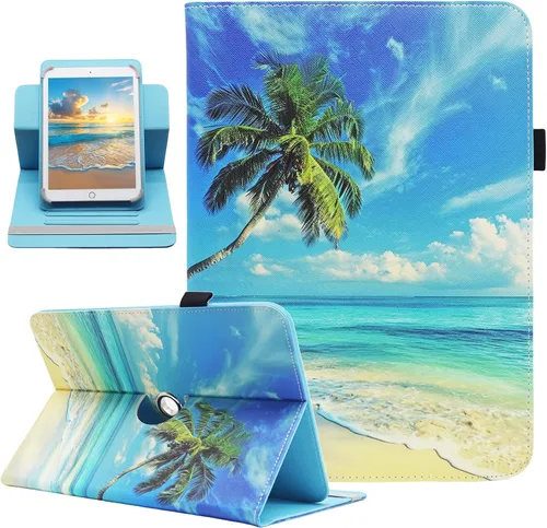 Miniatura 24 de Funda universal para tablet Android de 10 y 10.1 pulgadas, Dluggs de piel sintética con rotación de 360 grados, soporte multiángulo