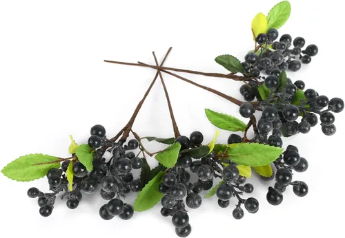 Miniatura 8 de Bayas artificiales, 4 piezas de arándanos artificiales con tallos de Navidad, frutas realistas, arándanos falsos, flores de simulación para el día