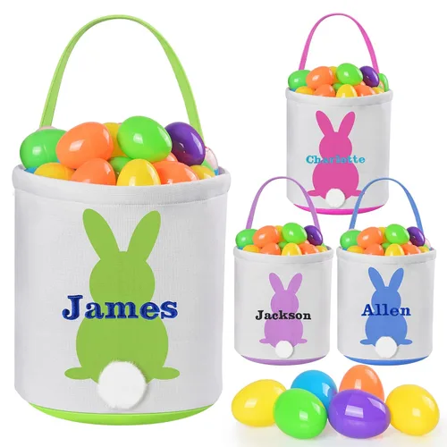 Miniatura 36 de Jocidea - Cesta de Pascua personalizada, paquete de 1 cestas de Pascua personalizadas para niñas y niños, cesta de Pascua personalizada para bebés