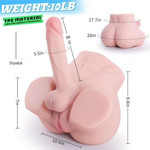 Miniatura 9 de Muñeca sexual transexual con consolador flexible de 8 pulgadas, muñecas sexuales trans unisex con orificio vaginal y anal apretado, juguetes
