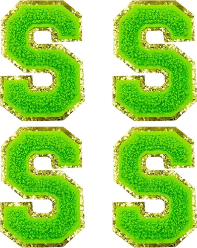 Miniatura 18 de Jongdari Letras termo-adhesivas de felpilla para ropa, parches de letras del alfabeto con brillantina para coser, con adhesivo planchado, 4 Blanco