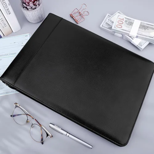 Miniatura 3 de Antner Carpeta con cremallera de 7 anillos para talonarios de cheques de negocios, formato 3 en una página, capacidad para 600 cheques, cubierta