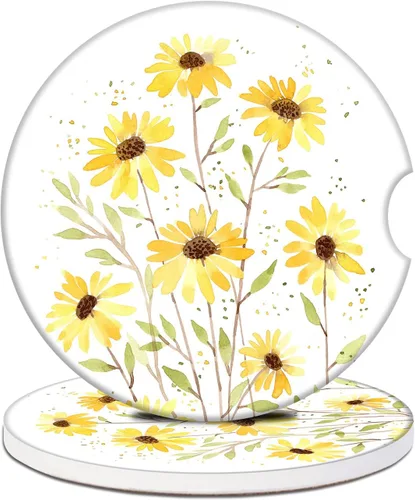 Miniatura 20 de Paquete de 2 posavasos para automóvil, posavasos de cerámica absorbente de béisbol, posavasos para portavasos de automóvil, accesorios