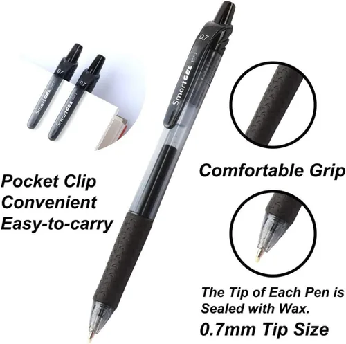 Miniatura 4 de Smart Color Art - Paquete de 45 bolígrafos de gel negros, bolígrafos retráctiles de tinta de gel de punta media, escritura suave, agarre cómodo