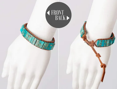 Miniatura 5 de SPUNKYsoul Pulsera de cuero con cuentas bohemias hechas a mano para mujer
