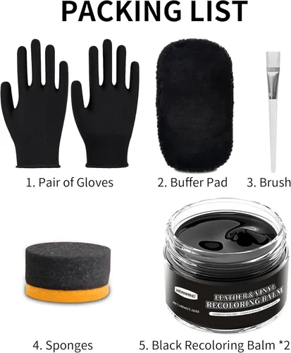 Miniatura 5 de Bálsamo recolorante de cuero negro, restaurador de color, pintura multiusos, kits de reparación de cuero para sofás de vinilo, muebles, sofás de 2