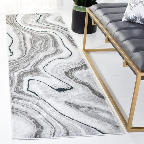 Miniatura 34 de SAFAVIEH Craft Collection - Alfombra decorativa, 2'3" x 4', azul y gris, diseño abstracto moderno, no desprende pelusa y de fácil cuidado, ideal
