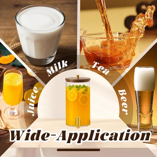 Miniatura 5 de Dispensador de bebidas de vidrio, dispensador de bebidas de 1.5 galones con soporte, dispensador de limonada con grifo de acero inoxidable, Soporte