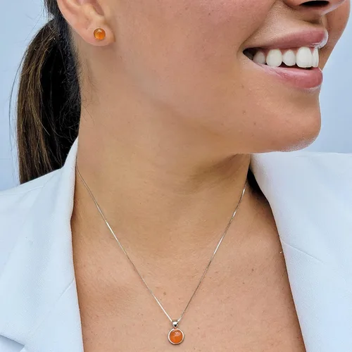 Miniatura 50 de Pendientes naturales de 0.236 in con chapado en oro blanco sobre plata de ley, bisel cabujón de piedras preciosas regalo de joyería para ella