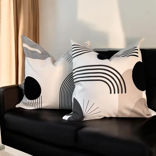Miniatura 6 de AYAY Fundas de almohada decorativas modernas de 18 x 18 pulgadas, almohadas bohemias para sofá cama, juego de 2 fundas modernas, almohadas impresas