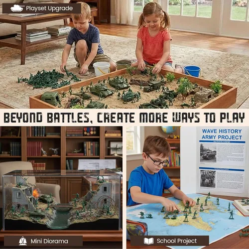Miniatura 5 de LovesTown 200 soldados de juguete del ejército para hombres, juguetes militares clásicos para niños de más de 3 años, proyectos escolares, dioramas