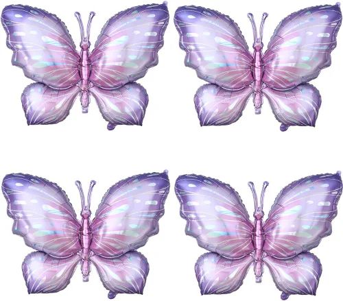 Miniatura 7 de Globos de Mariposa 4 Piezas 40 pulgadas Azul Morado Globos de Papel de Aluminio Mylar para Fiesta Temática de Mariposas Boda Cumpleaños Baby Shower