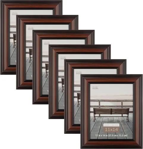 Studio Decor Marco marrón y negro, Home Collection - Accesorios para colgar prefijados, horizontal o vertical, paquete de 6 unidades