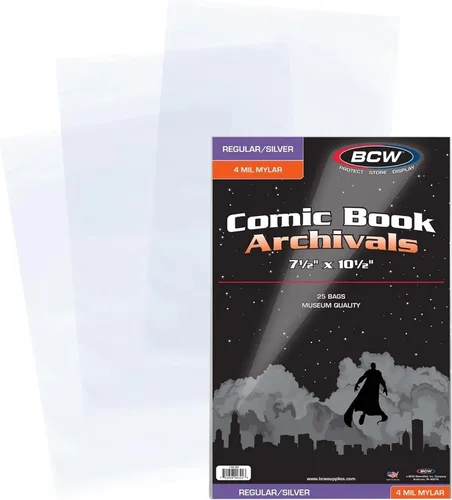 BCW Silver Age Comic Mylar - Bolsas de archivo de 4 milésimas de pulgada de grosor | Bolsas de poliéster Mylar para cómics | Se adapta a Silver Age
