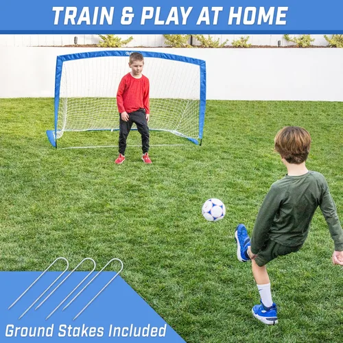 Miniatura 2 de GoSports - Arcos de fútbol portátiles para niños, 13 opciones de color, elige 4 x 3 pies o 6 x 4 pies, redes desplegables de tono
