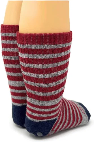 Miniatura 2 de WARRIOR ALPACA SOCKS - Niños Comfort Acolchado Retro Mini-Stripe Quarter Crew - Unisex con Apliques Antideslizantes