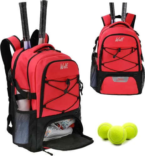 Miniatura 9 de Mochila para raqueta de tenis WOLT - Mochila grande para raqueta de tenis para hombres y mujeres - Compartimento ventilado para zapatos - Capacidad
