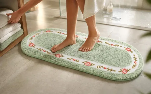 Miniatura 6 de Stay Young Alfombra decorativa con diseño de rosas y flores, para dormitorio, sala de estar, baño, cocina, diseño romántico resistente a